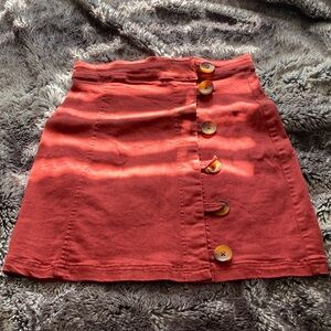 Rust Button-Front A-Line Skirt